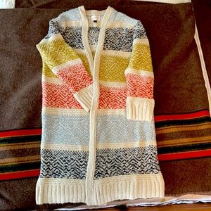 Women’s open front cardigan; multicolored